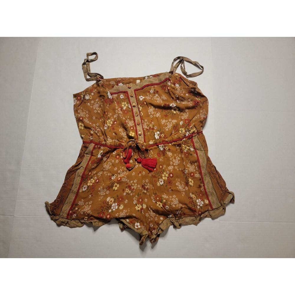Tulle &‎ Batiste Teracotta Floral  Joanna Playsuit Strap Sleeve Size L